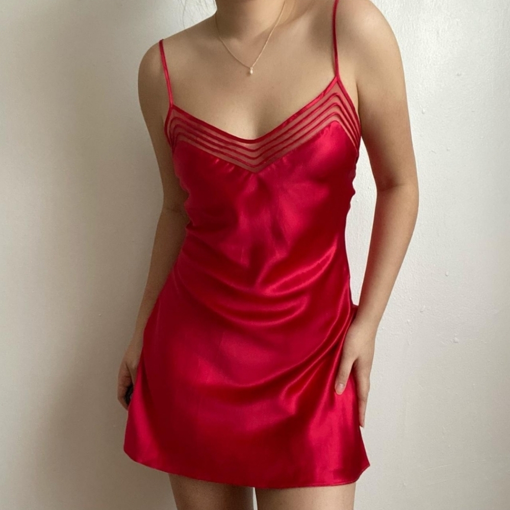 Red silk mini gown